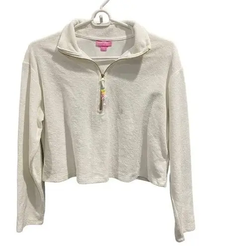 Stoney Clover Lane  x Target Cropped Half Zip Sweatshirt in White‎ XS