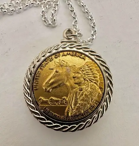 Sacajawea coin replica pendant necklace Silver