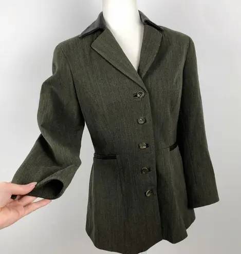 Vintage Jenne Maag Equestrian Wool Blend Blazer with Leather Trim Small