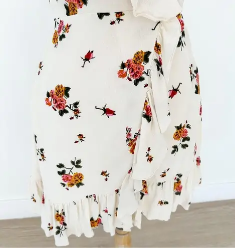 Privacy Please Revolve June Floral Print Ruffle Wrap Mini Dress | XS