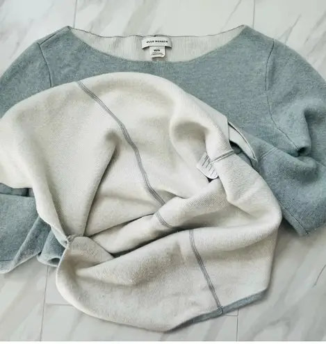 Club Monaco Reversible Sweater Icy Blue & Off White Women’s Sweater XS/TP