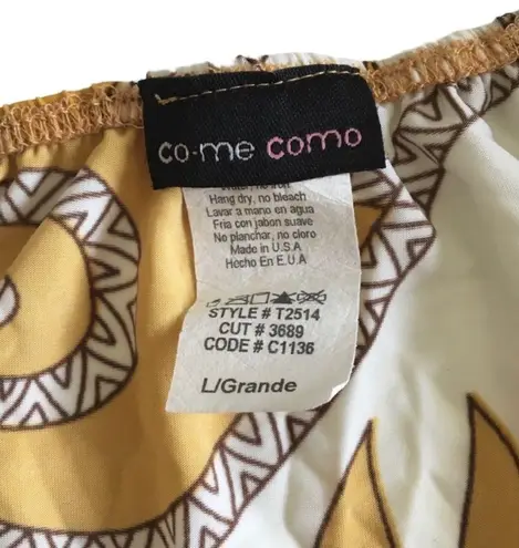 Come Como ❁ Printed Plunging V Neck Tunic Cami Tank ❁ Goldenrod + Ivory ❁ Large