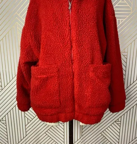 I am gia I.AM.GIA Pixie Teddy Coat Red Sherpa Fleece