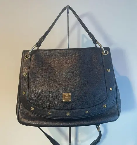 MCM 2- Way Grained Cowhide Leather Bag - Black - Preowned