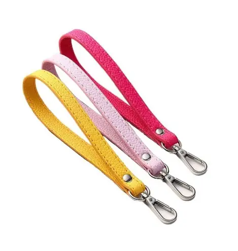 Black and Silver Accessories Wrist Strap Purse Bag Strap 20CM PU Leather Handles