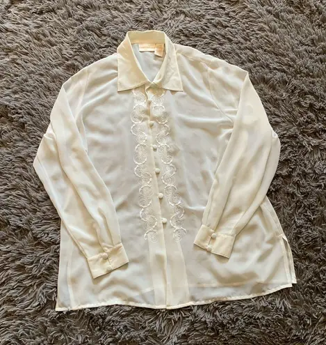 Christie & Jill Vintage 1980s romantic poetcore sheer blouse sz L
