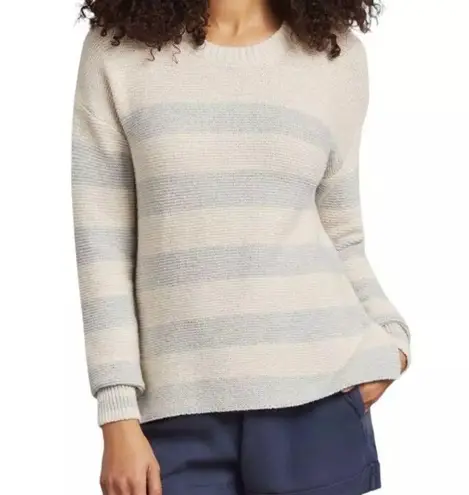 Faherty Ojai Cotton Blend Sweater in Nautical Stripe Gray