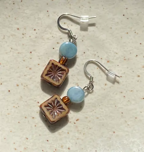 Handmade quality Czech glass beads chic fairy boho vintage retro style dangle earrings🌿✨