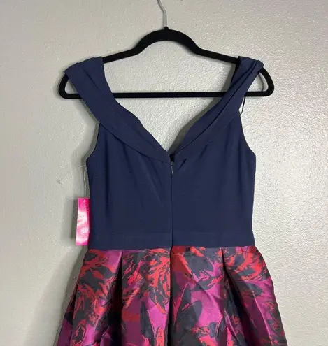 Morgan & Co NWT  Off Shoulder Party Dress w/ Pockets Navy Wine Floral 5 / 6