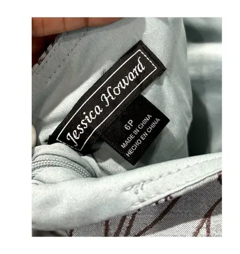 Jessica Howard Woman's Teal & Brown Slip Cocktail Dress Sz 6P