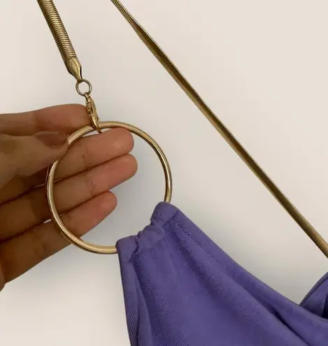 We Wore What WhoWhatWear | Gold & Purple Cutout Ruched Dress | Size L