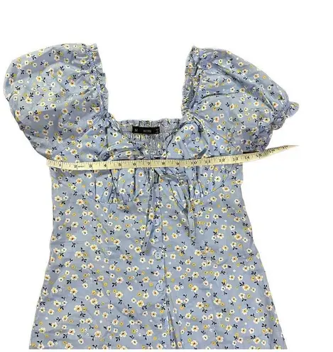 Hesperus Womens Cottagecore Dainty Floral Blue Smocked Mini Dress Sz M