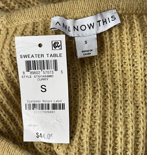 And Now This Small Crop Sweater Square Neck Long Puff Sleeves Stretch Curry New