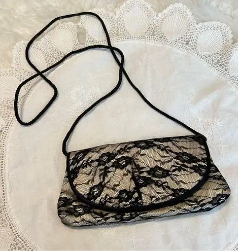 Clutch Purse with black lace overlay Prom Formal Dance Wedding HoCo Vintage