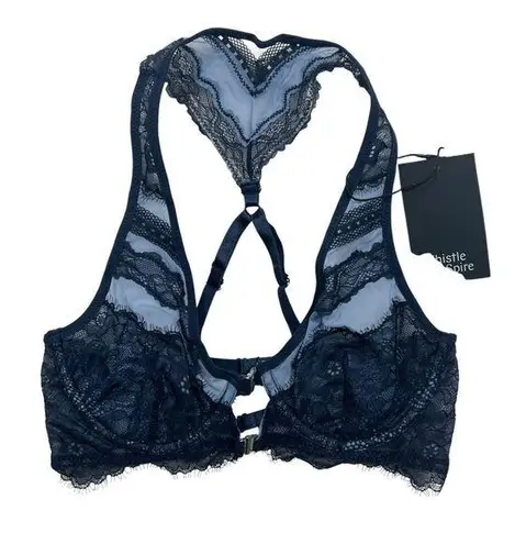 Thistle and Spire Bra Womens 32C Blue Denim Racerback Lace Festival Boudoir Sexy Size 32 C
