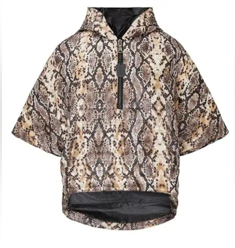 Think Royln Python Snakeskin Quilted Poncho Lightweight Hooded Oversized Fit szS
