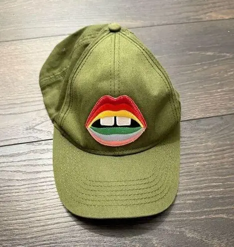 Lauren Moshi Women’s Olive Green Lips Hat Rare Hard to Find