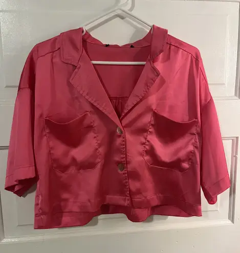 Versona Pink satin button up blouse