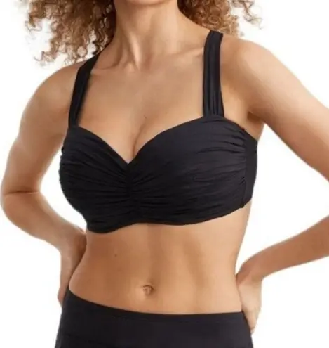Bleu Rod Beattie Bikini Top Size 40 D NWT Black Shirred Underwire D Cup Swim