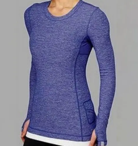 Lululemon  Run:Dash Static Long Sleeve Wish Blue Ruffled Back Workout Top Size 6