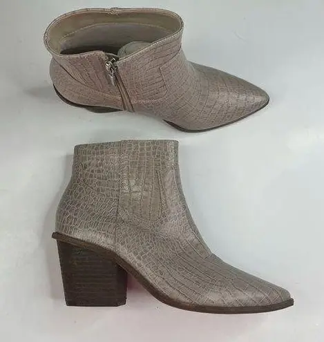 Kaanas  Amarone Croc-Embossed Texan Booties Size 6