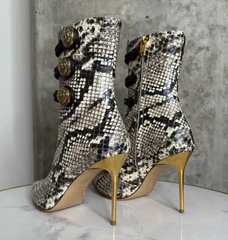 Balmain Alma Snake-Effect Leather Ankle Boots