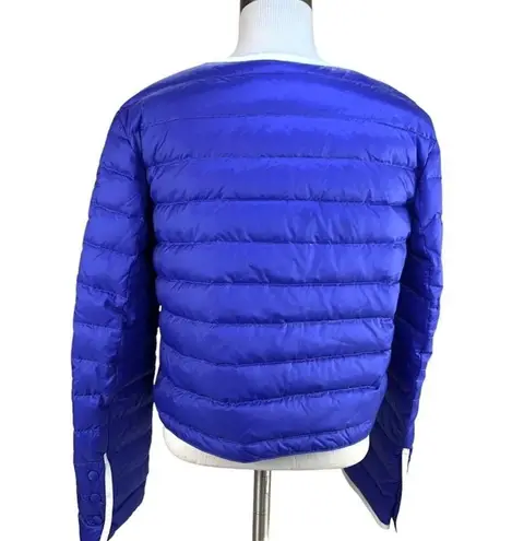 Marido Firenze | US 6 | Designer Goose Down Leather Trim Puffer Coat Jacket $590 Blue