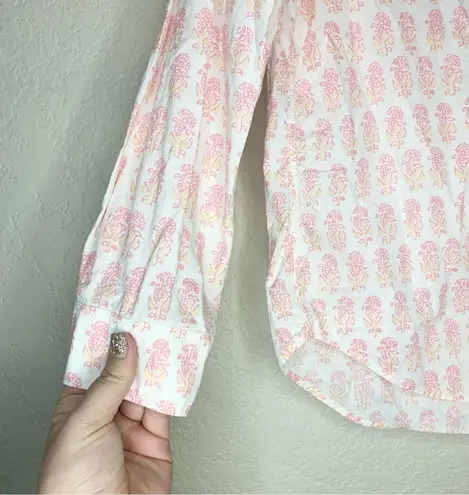 Faherty Women’s Malibu Boyfriend Cotton Short Pink Taj Floral Button Up Size L