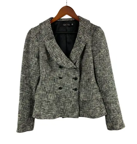Rickie Freeman Teri Jon Womens Wool Blend Blazer Jacket Size 8 Black