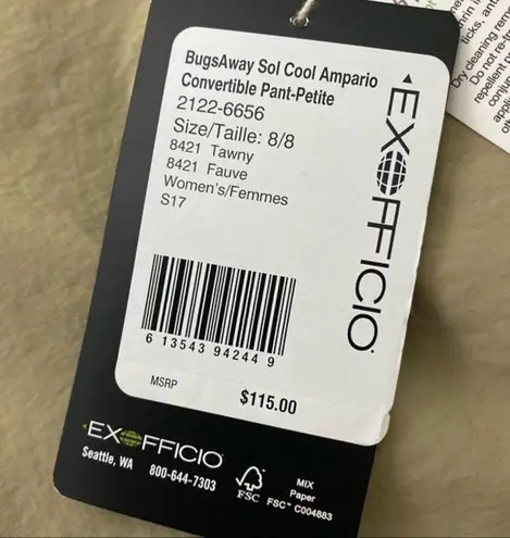 Exofficio • NWT Khaki BugsAway Sol Cool Ampario Shorts Size 8