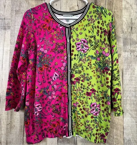 Joseph A . qu’est•ce que c’est silk? Small Button Front Floral Cardigan