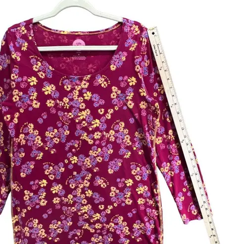 Life is Good  Womens Floral Sleep Nightshirt M Multicolor Long Sleeve Scoop Neck