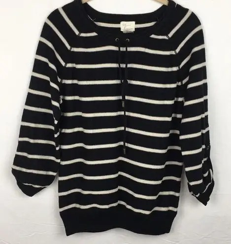 Andrea Jovine Black/Off White Striped Sweater