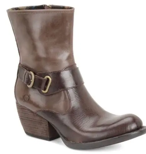 Born Nevica Two Tone Leather Western Block Heel Boots Espresso Antilope Size 6 Brown - Image 1