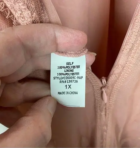 Pinkblush Pink Lace Mesh Overlay Maternity Maxi Dress Sz.1X NWT