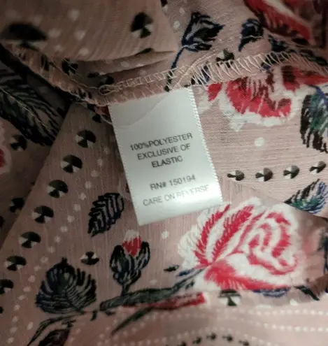 Living Doll pink floral smocked high neck blouse size small