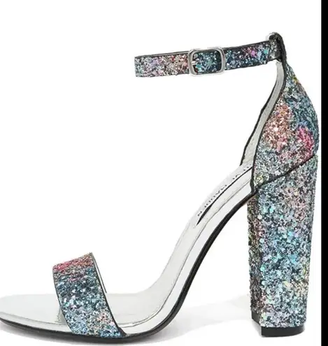 Steve Madden  CARRSON Multi Color Rainbow Glitter Ankle Strap Heels Size 7 Taylor