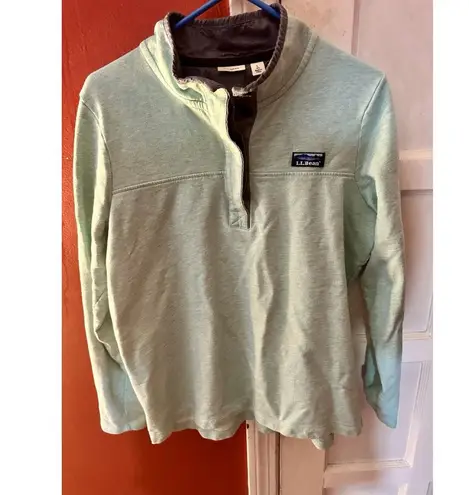 LL Bean Soft Cotton Rugby Pullover Green Size L