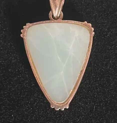 Vintage Aventurine Quartz Rounded Triangle Gemstone in Silver Pendant Setting