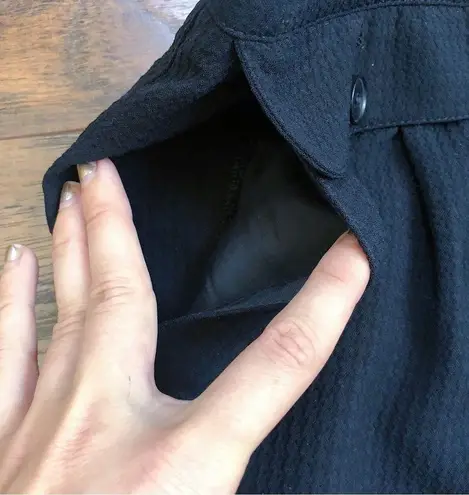 Emporio Armani • black wide leg trousers textured woven pleated mid rise