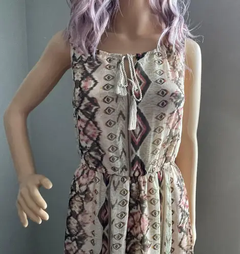 VERO MODA VM Marrakech Olive Pink Cream Lined Maxi Dress Size Small