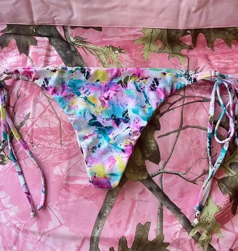 vintage y2k multicolor bikini set watercolor pattern strappy