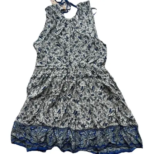 NWT Varga Paisley Women’s Mini Dress M Beach Boho Vacation Resortwear Coastal Blue Size M