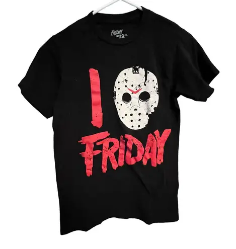 Halloween I Love Friday Jason Voorhees Mask Distressed Graphic T