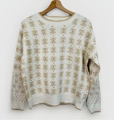Workshop Republic Clothing NWT Womens Sweater Size S Fair Isle Cream Gold Cozy