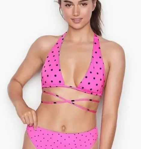 PINK - Victoria's Secret Victoria’s Secret Pink Reversible Bikini Set Polka Dot Hot Pink Tiffany Blue