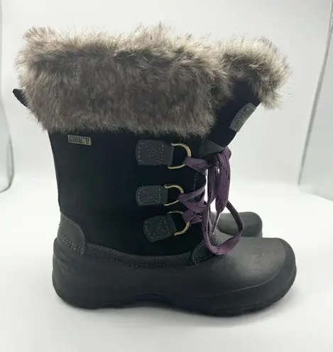 Khombu Slope Black Fur Lined Suede Leather Winter Lace Up Waterproof Boots Sz 7