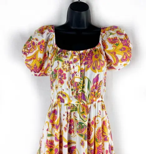 Bardot CAROLINE CONSTAS Orange Floral Paisley Puff Sleeve Maxi Dress Medium  - $350 - From E