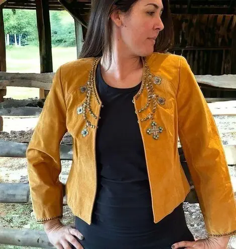 DOUBLE D RANCH Suede Leather Studded and Jeweled Lined Jacket Size M