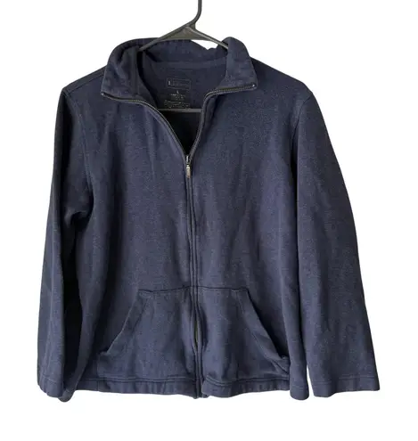 LL Bean Jacket Women's Large Full Zip Cotton Blend Casual Outdoor Pockets Layer Blue